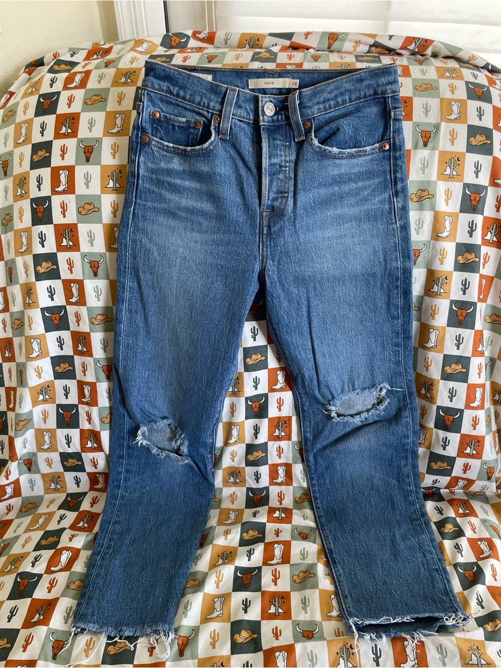 Levi's Distressed Blue Straight Leg Jeans